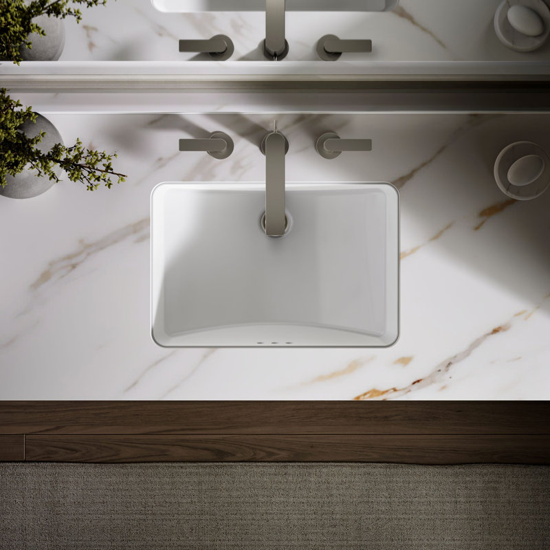 Ladena Vitreous China Rectangular Undermount Bathroom Sink, Mexican Sand