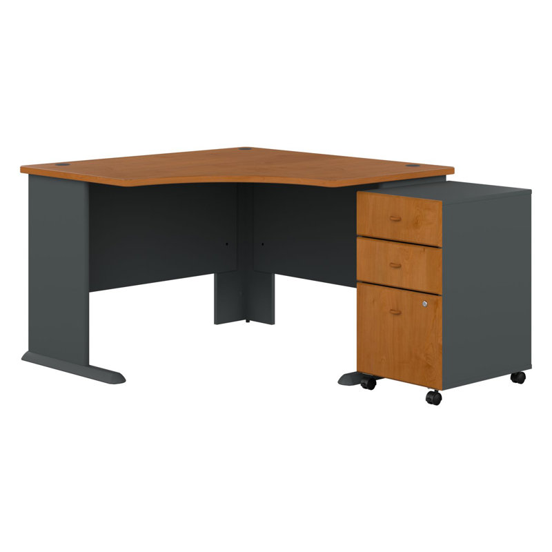 Series A L-Shaped Executive Desk, Natural Cherry