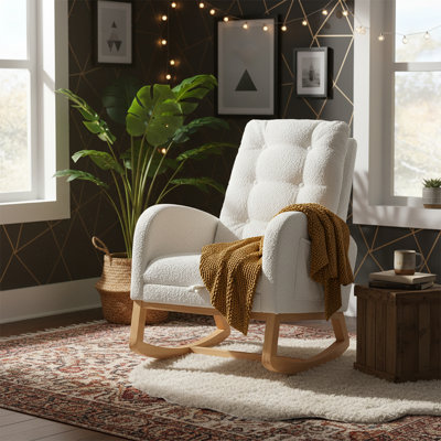 Chaise berçante classique rembourrée avec repose-pieds réglables
