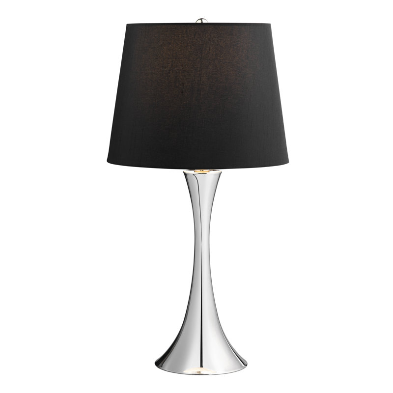 Set Of 2 Metal Table Lamp With Shade, Black, Silver