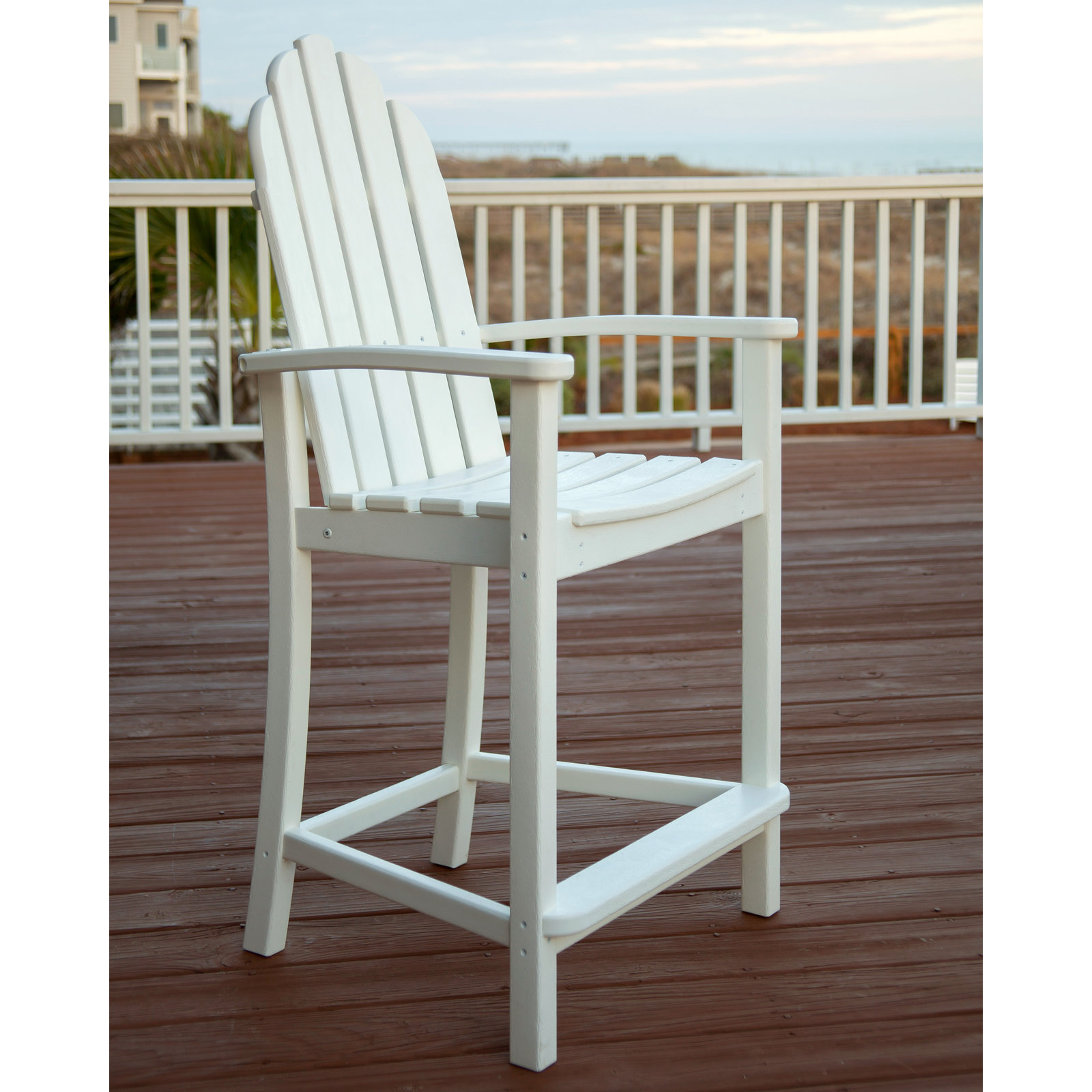 POLYWOOD® Classic Adirondack Patio Bar Stool, White