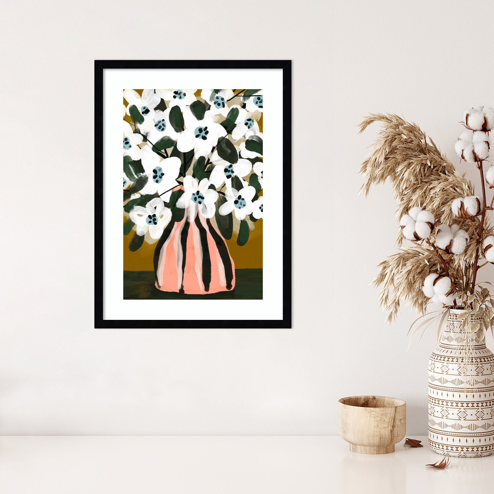 Galya "Pastel Flower Impression No. 9" Print, 25" H x 19" W, Black