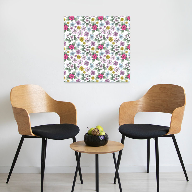 Art contemporain, art floral rétro, H 24 po x l 24 po