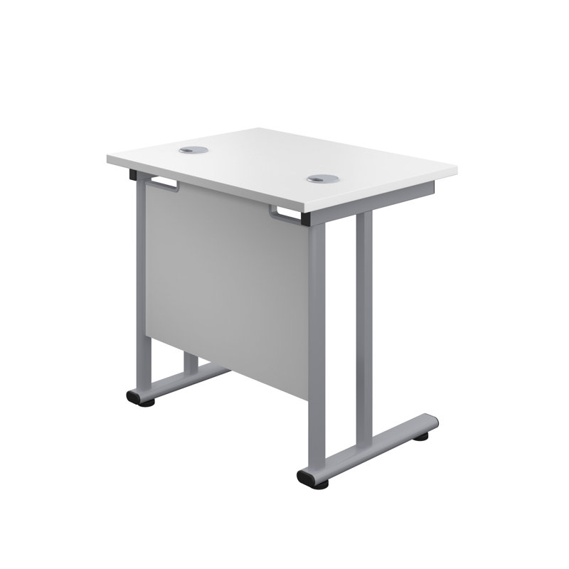 Bouton Metal Base Desk Shell, White, Silver
