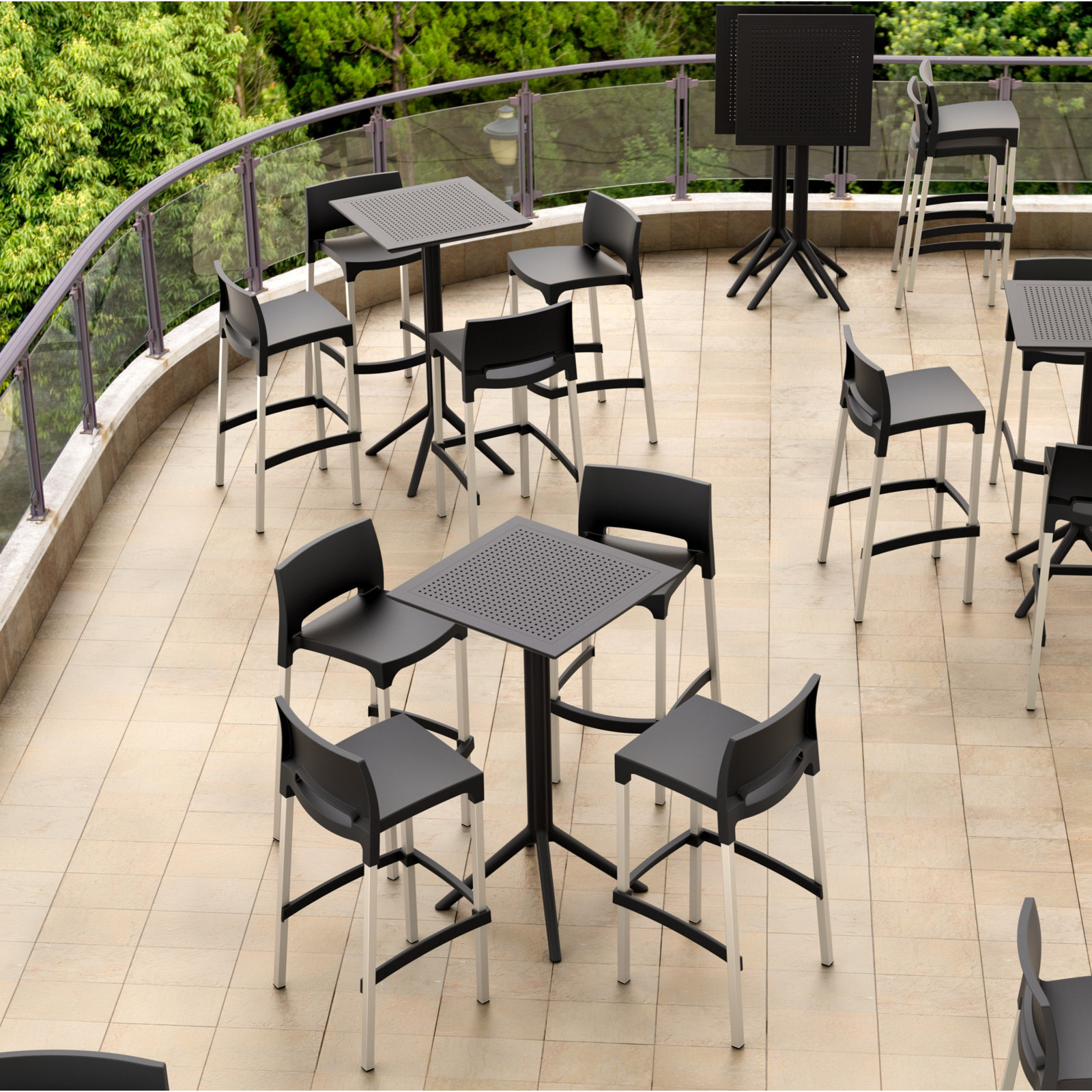 Farrah 24" Patio Bar Table, Black