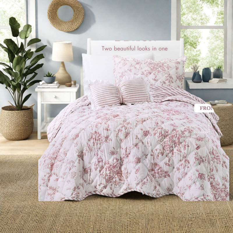 Ensembles de literie réversible, courtepointe florale en polyester doux pour la maison
