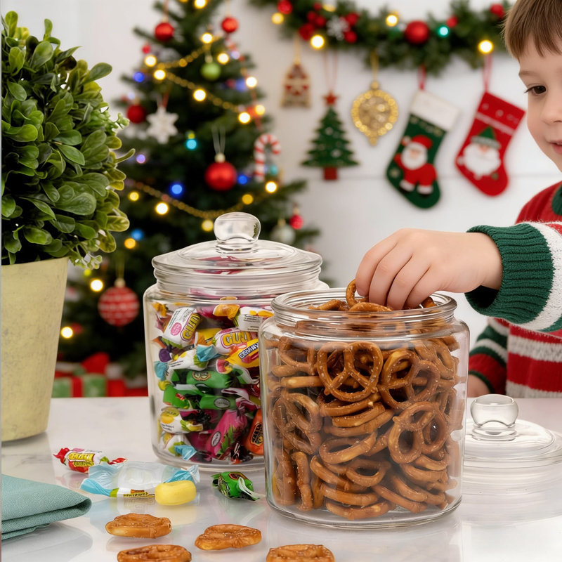 Pots de rangement hermétiques en verre avec couvercles, ensemble de 3 (1 litre / 34 oz) - contenants de qualité alimentaire pour l'organisation de garde-manger, nourriture sèche, café, collations et gâteries pour animaux de compagnie
