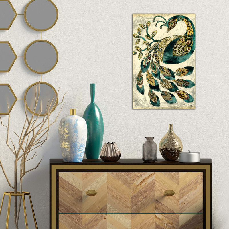 Royal Peacock II 1 Piece Painting on Canvas, 101.6 cm H x 66.04 cm W x 3.175 cm D, No Frame
