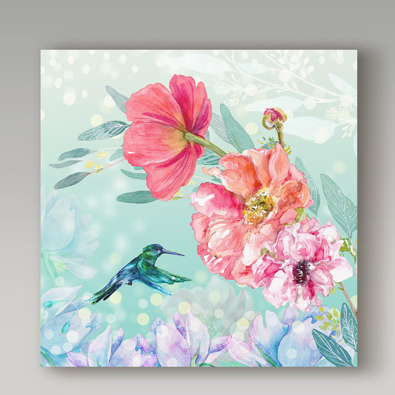 «Anjelien Evening Garden II», reproduction d'aquarelle sur toile tendue, H 35 po x l 35 po