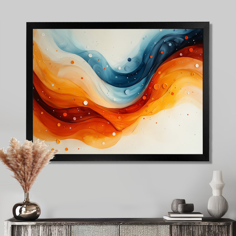 Abstract White And Blue Fugue In Colour VI - Abstract Large Wall Art, H 30 po x l 40 po, Cadre simple, Noir, noir, noir, noir