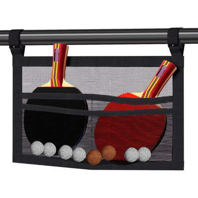 Support pour raquettes de ping-pong, sac de rangement suspendu en filet pour raquettes et balles de tennis de table, organisateur sous table avec sangles ajustables, compatible avec les raquettes de pickleball