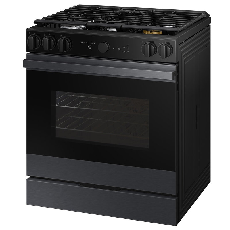 Samsung Bespoke Smart Slide-In Gas Range, Matte Black Steel
