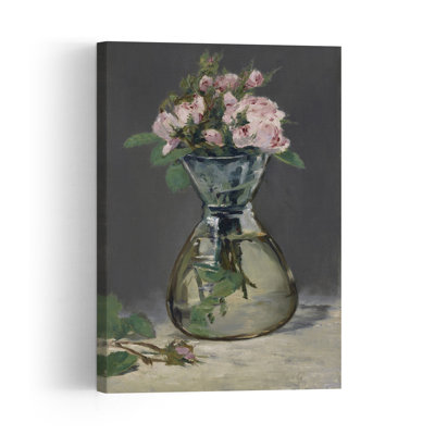 Moss Roses In A Vase, 1882 Impressionist Abstract Contemporary Rose Wall Art Print by Edouard Manet - 1 Piece Wrapped Canvas Wall Art
