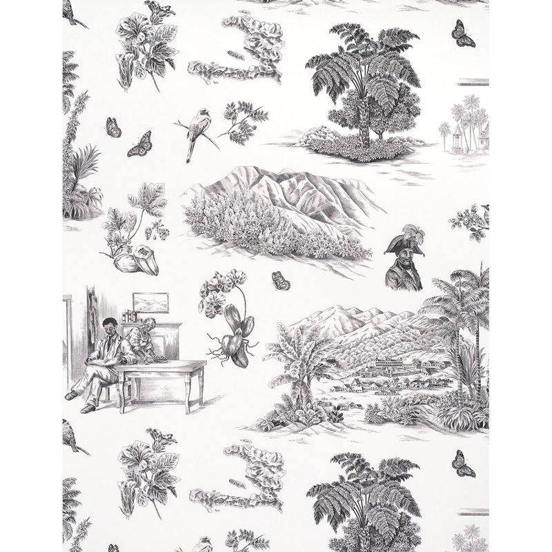 Schumacher x Victor Glemaud Toussaint Toile Wallpaper, Black/Ivory