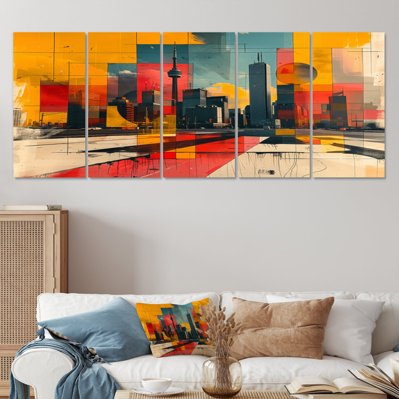 Tiphaine - ensemble d'art sur toile City Toronto, H 32 po x l 80 po