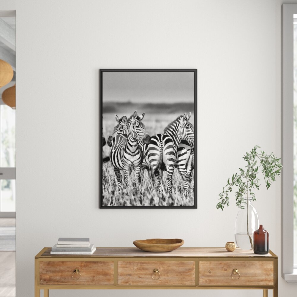 Gerahmtes Wandbild kleine Zebrahorde