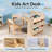 3-Piece Kids Art Table and Chair Set with Storage & Paper Roll Holder, 2 Ergonomic Chairs, for Drawing, Crafts & Play(beige)-1232489861