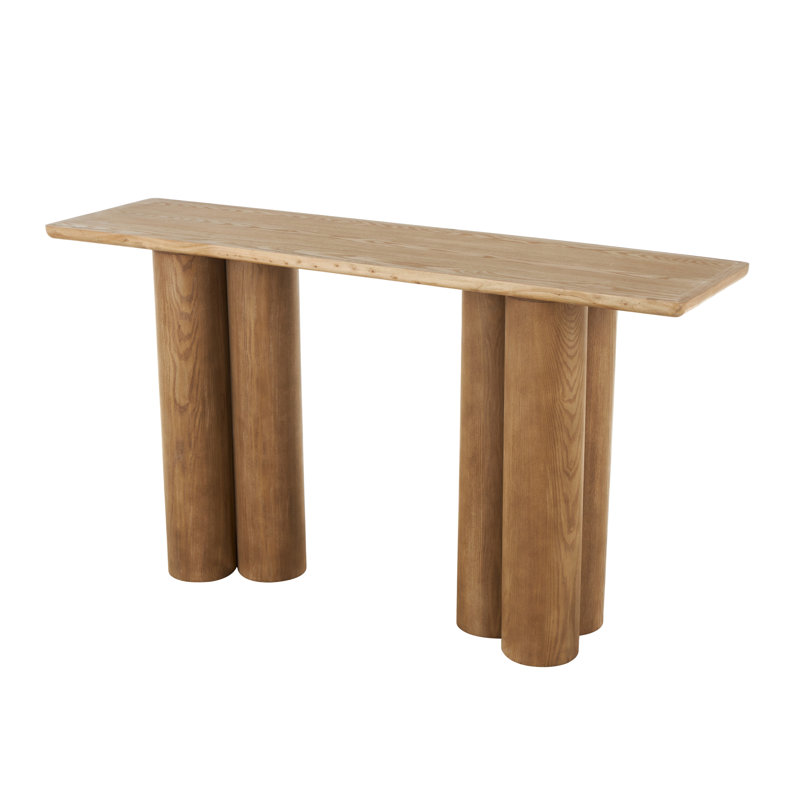 Cole And Grey Wood Handmade Console Table With Pillar Legs