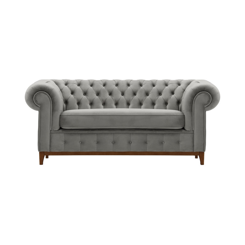 Fryar Velvet Sofa, 2, Brown, Silver