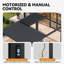 Pergola à lames orientables de 3,66 m x 2,74 m avec éclairage DEL, toit étanche motorisé et réglable et système de secours à manivelle, gazebo extérieur en aluminium pour patio, terrasse et jardin