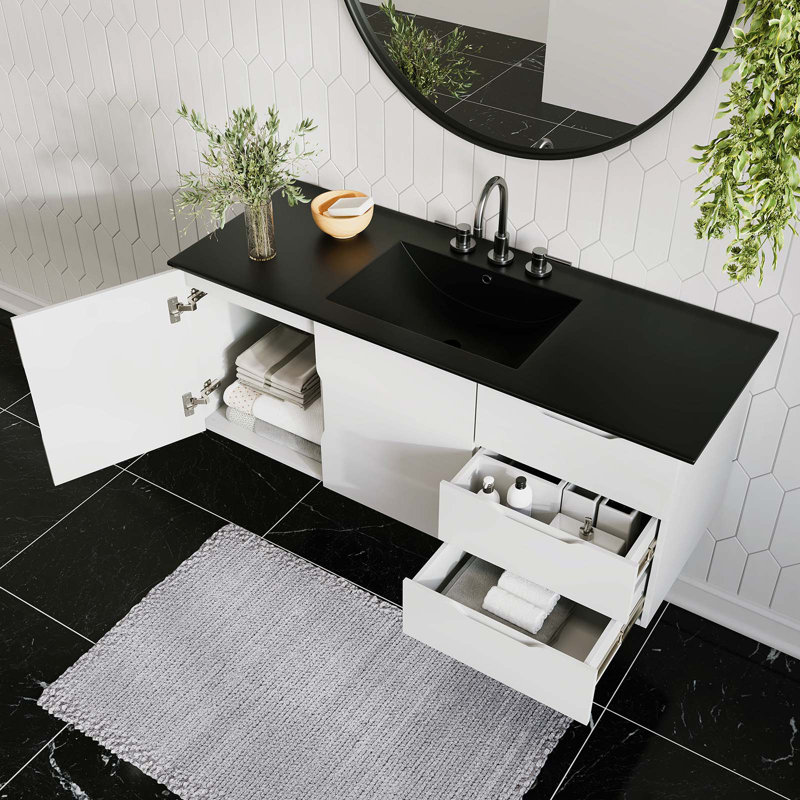 Modway 48" Single Sink Bathroom Vanity Set, Noir, Blanc