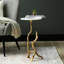 Marble Top Round End Table for Living Room, 55cm Tall Gold Metal Sofa Side Table, Accent Table