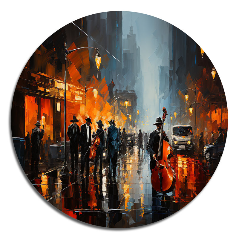 Art afro-américain Harlem City - personnes rondes, H 36 po x l 36 po