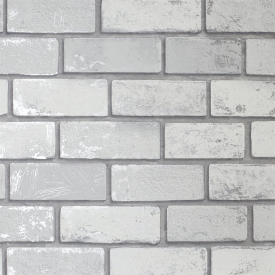 Silver Grey Wallpaper Plain Luxury Glitter Metallic Modern Shiny Various Designs[692201 - Brick Silver]