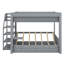 Lit superposé convertible double en bois avec escalier de rangement, table d'appoint et 3 tiroirs-225058055