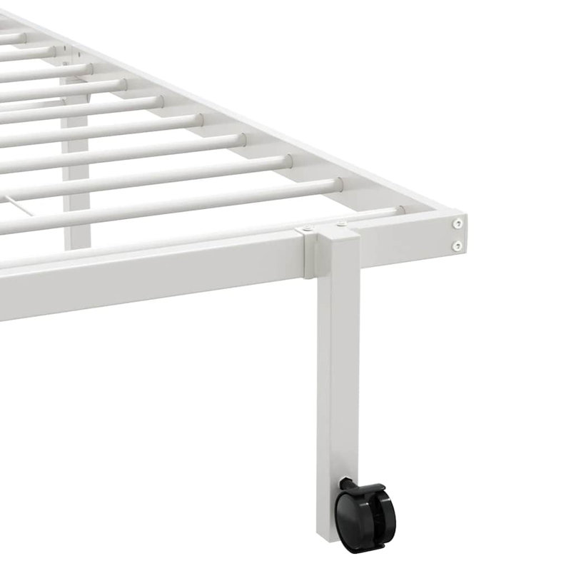 Bed Frame Without Mattress Foldable Steel, 94.5 x 212cm, White