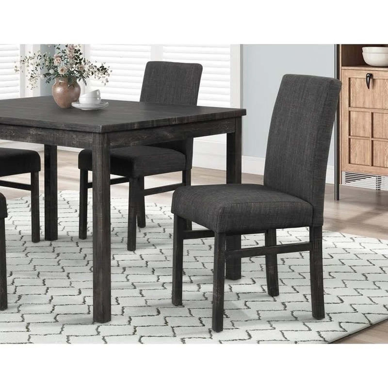 Ensemble de salle à manger 5 pièces 5 pièces, table de salle à manger 48 "en bois avec 4 chaises, Gris anthracite