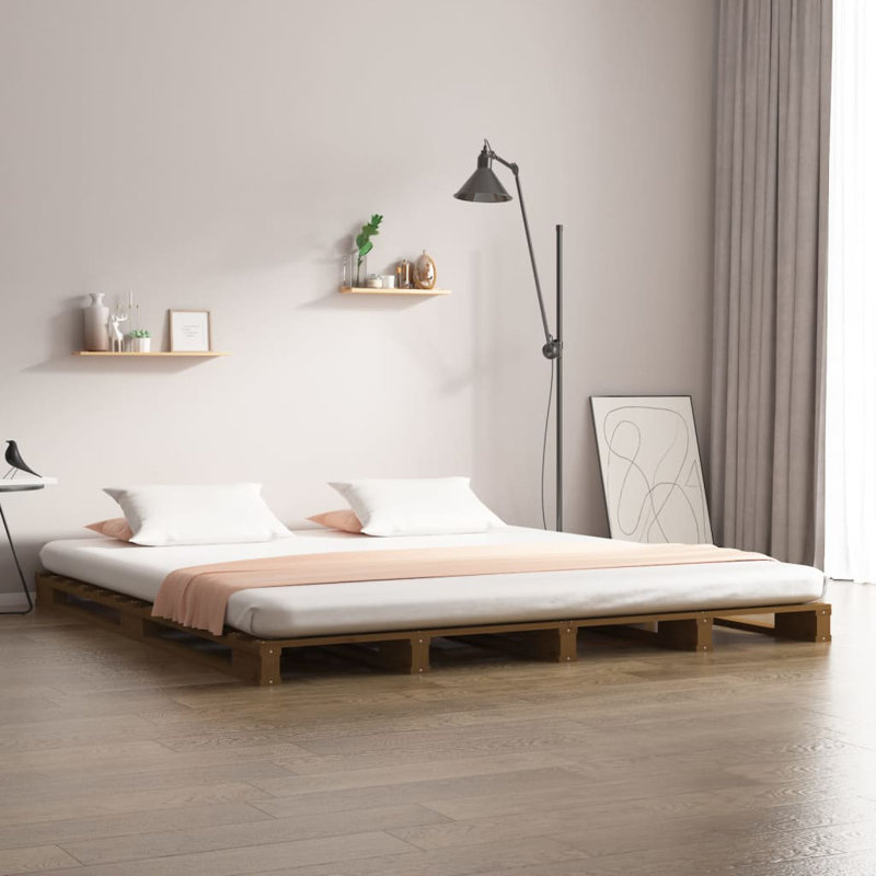 Pallet Bed Solid Wood, white, European Double (140 x 200 cm)