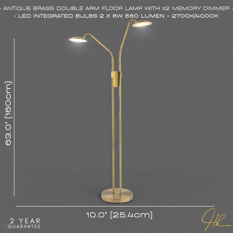 160cm LED Task Floor Lamp, Gold 
