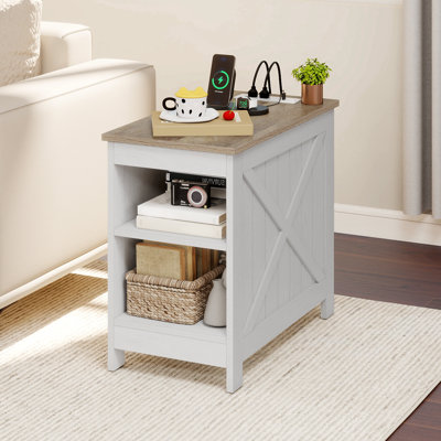 Wendler Centre Table with Built-In Outlets，Wooden Coffee Table