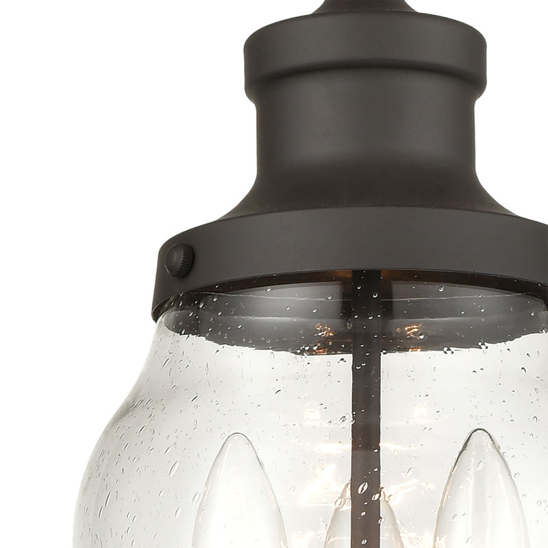 Luminaire suspendu d'extérieur 3 lumières de 8 po de large Renford - Bronze architectural