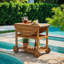 Chariot-bar d'extérieur en bois d'acacia avec plateau pliable et plateaux amovibles pour patio