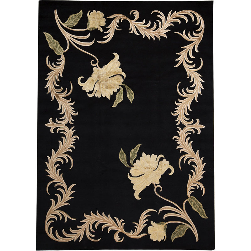 Hand-Knotted High-Quality Black Area Rug