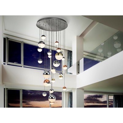 Avocet 27 - Light Chrome/Copper/Brass LED Cluster Pendant