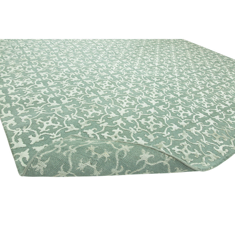 Wool Geometric Area Rug in Blue, Rectangle 2' x 3'