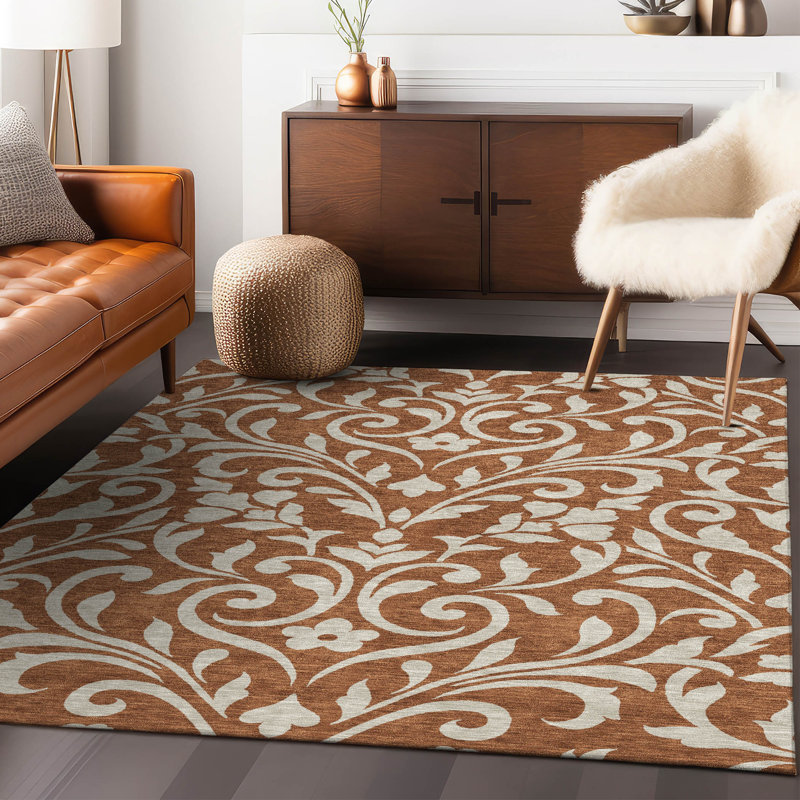 Lamanna Washable Floral Indoor / Outdoor Rug, Rectangle 3' x 5'