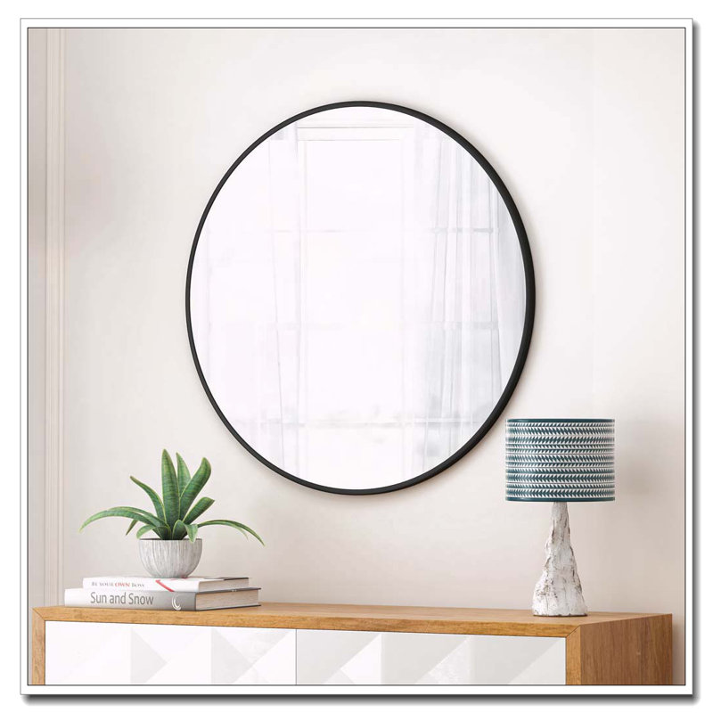 Miroir mural 48 po surdimensionné noir de grande taille, miroir circulaire, cadre en métal, miroir de meuble-lavabo rond, pour salle de bain, salon, chambre à coucher, décoration murale