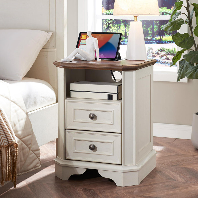 Table de chevet Farmhouse, Blanc antique