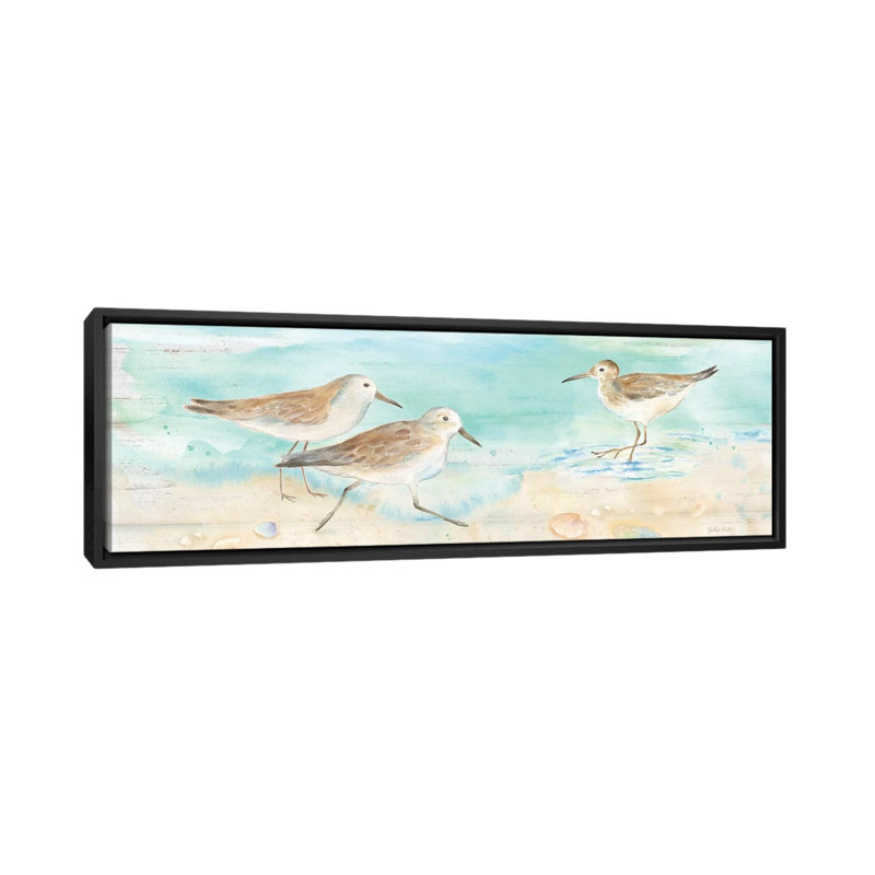 «Sandpiper Beach Panel», impression sur toile, H 12 po x l 36 po x P 1,5 po, Toile avec cadre noir