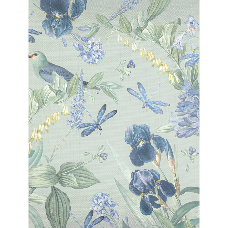 Tropical Paradise Linen Pillow with Insert, Aqua Blue, Square 22", Polyester