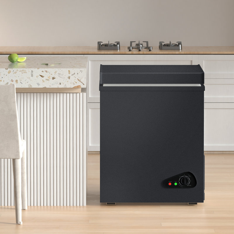 5.0 Cu Ft Garage Ready Chest Freezer All-Climate Compressor Removable Basket Black, Black