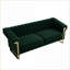 Canapé 3 places moderne en velours vert sauge avec détails dorés | Salon Bureau | Vert rétro | Velours