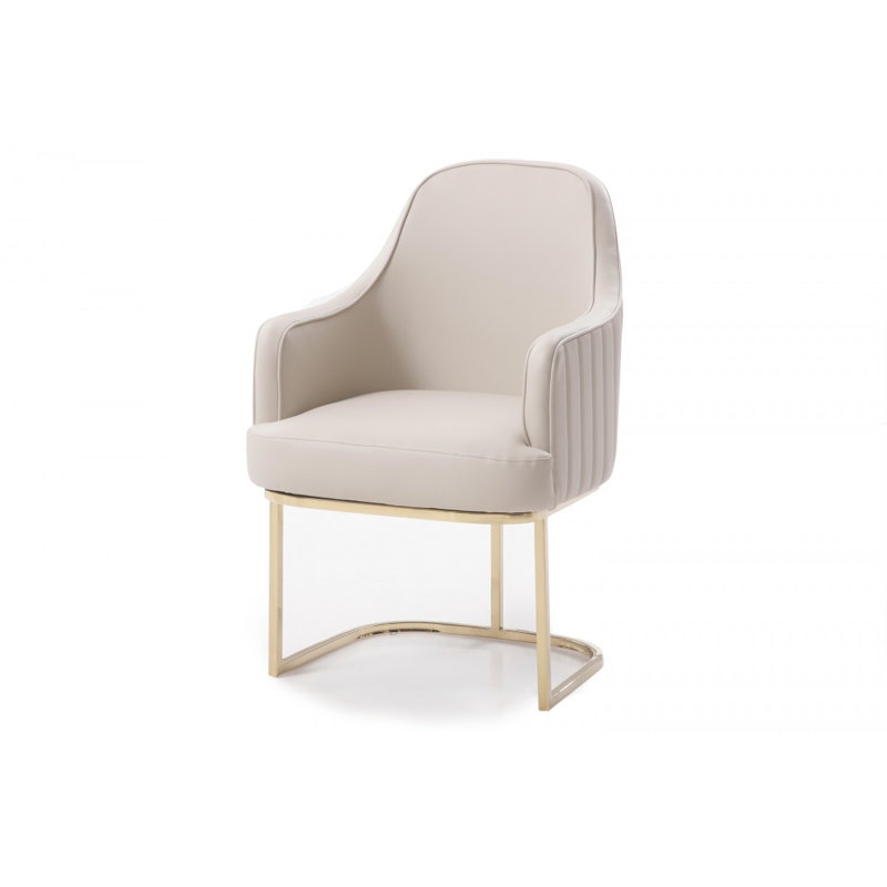 Chaise de salle à manger rembourrée grise et dorée