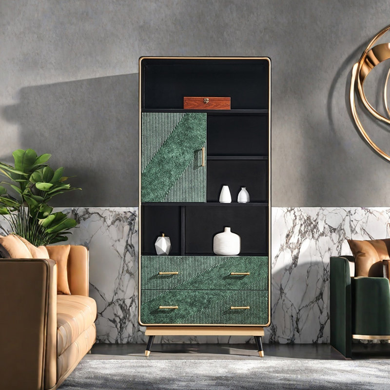 Bibliothèque moderne et simple avec lumière de luxe, Green