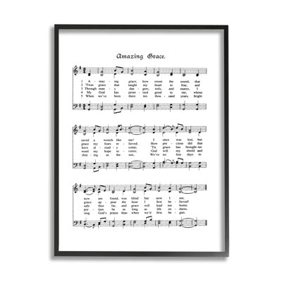 «Amazing Grace Vintage Partition» par Lettred and Lined - cadre flottant, reproduction d'art textuel