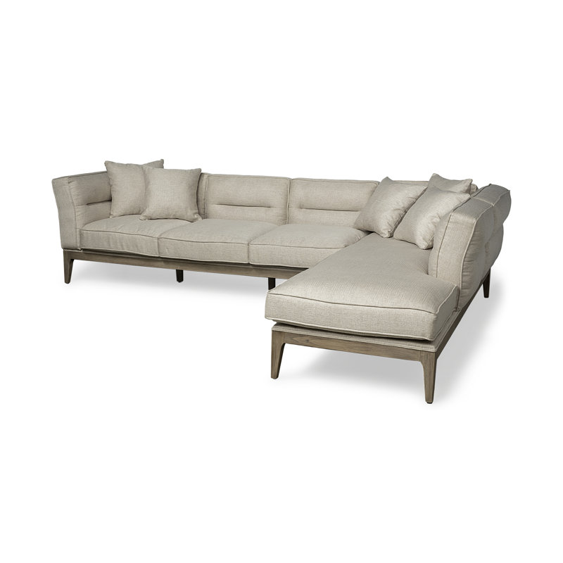 Cassandra Upholstered L-Shaped Sectional, Right Hand Facing, Beige